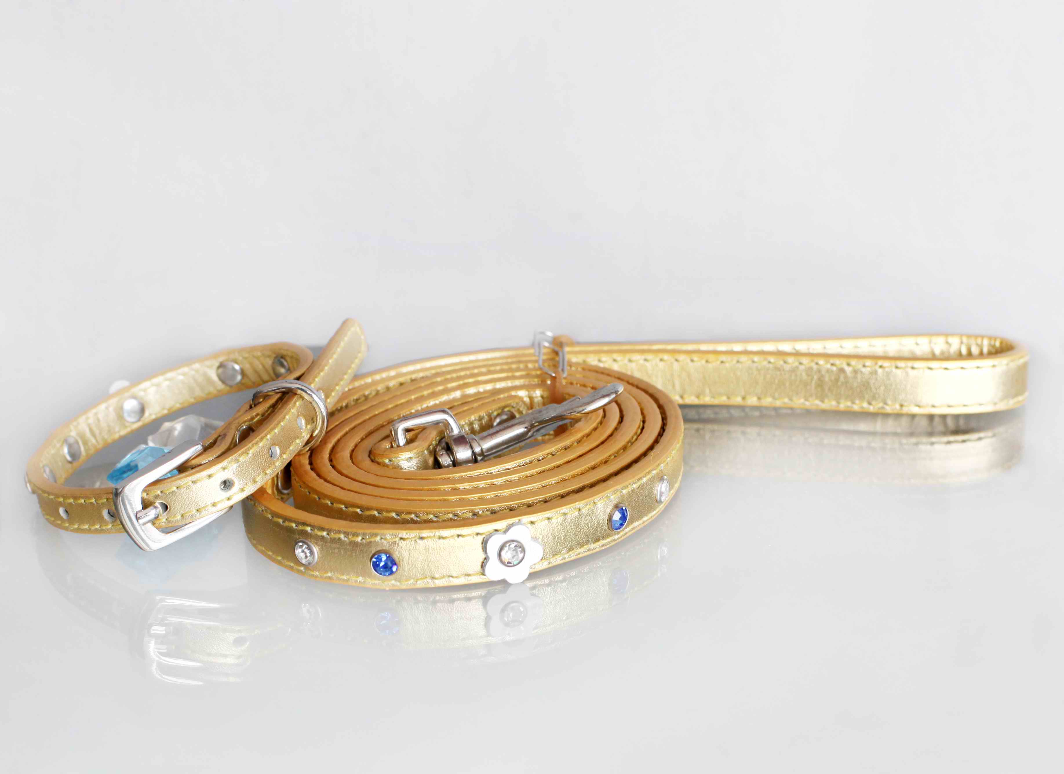 Golden Jewelry Dog Collar&Leash